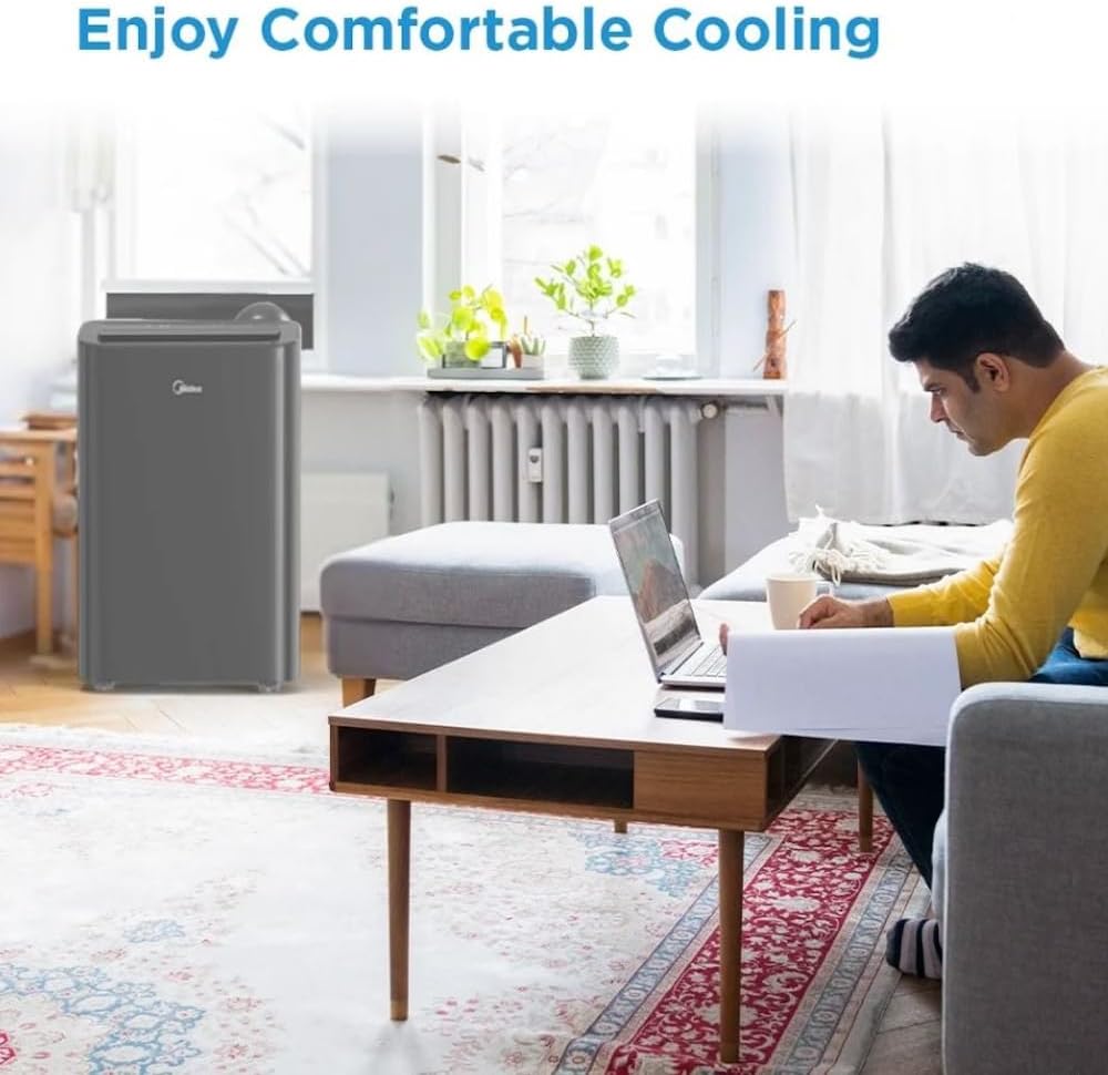 Midea 10000 BTU Portable Air Conditioner with Heat, Gray - Certified Refurbished
