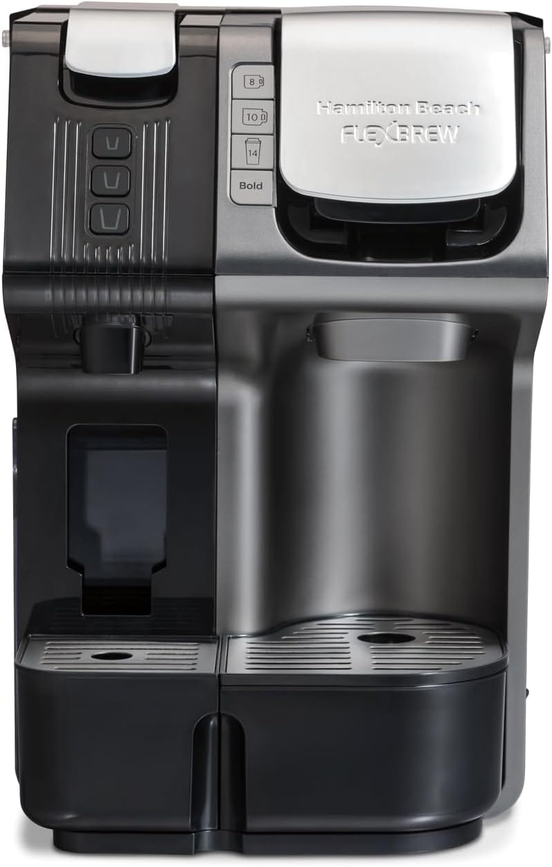 Hamilton Beach FlexBrew Trio 2-Way Coffee Maker, K-Cup & Grounds Compatible, 12-Cup & Espresso Brewing, 56oz. Removable Reservoir, Black