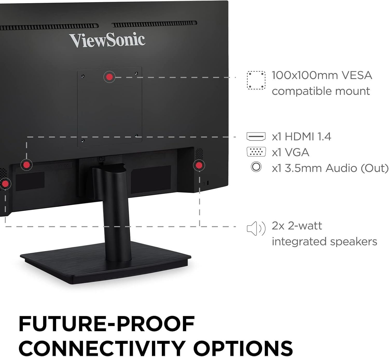 ViewSonic 24 Inch Monitor 1080p IPS Panel with Adaptive Sync, Thin Bezels, HDMI, VGA, and Eye Care - Certified Refurbished