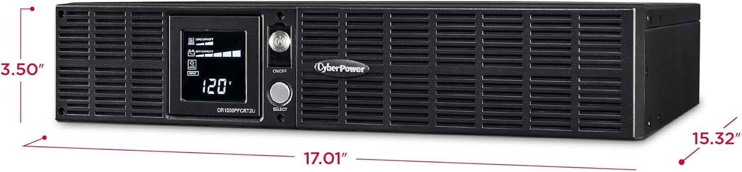 CyberPower PFC Sinewave UPS System, 1500VA/1050W, 8 Outlets, AVR, 2U Rack/Tower - Certified Refurbished