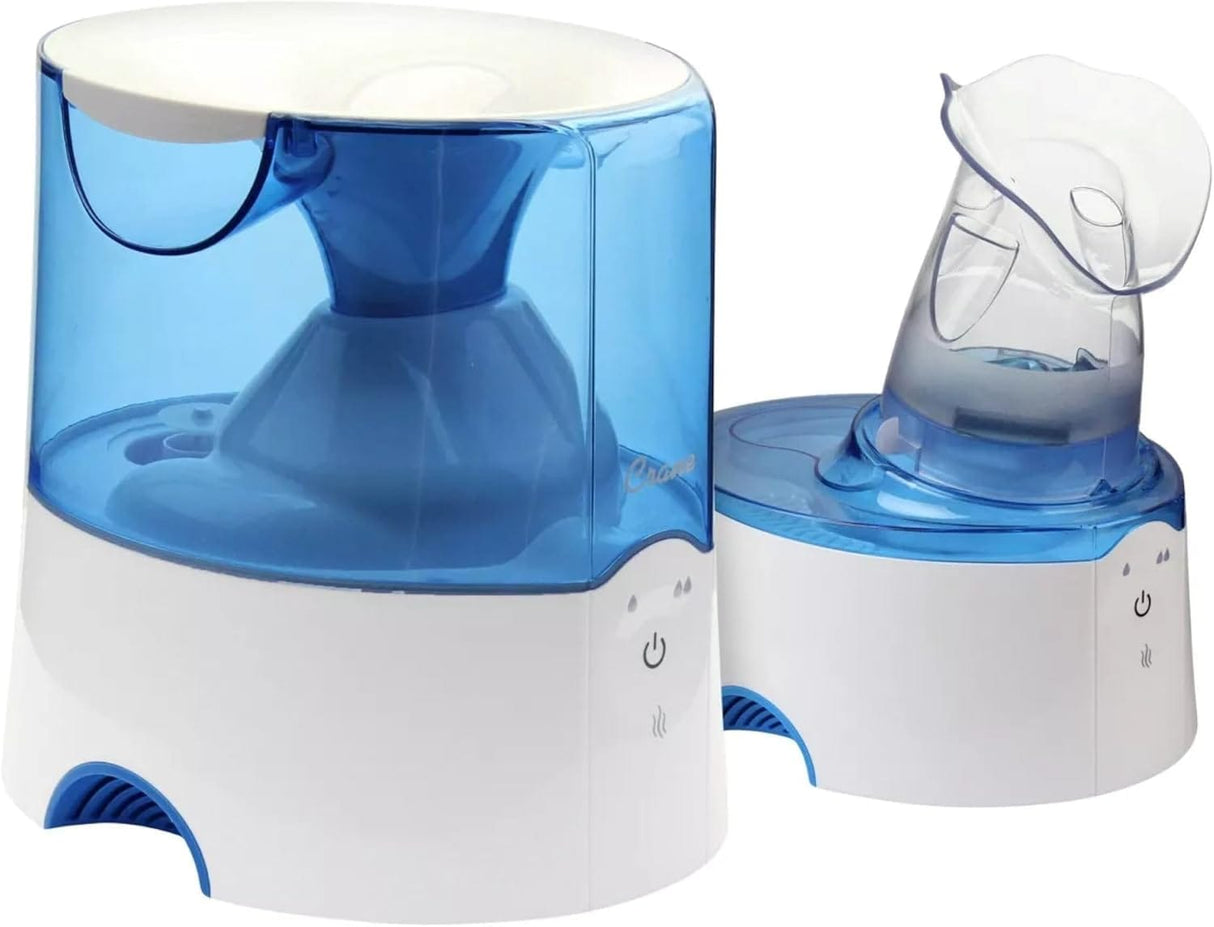 Crane 0.5 Gal Steam Inhaler & Warm Mist Humidifier, Bedroom Sinus Vaporizer, HSA/FSA Eligible, Blue/White