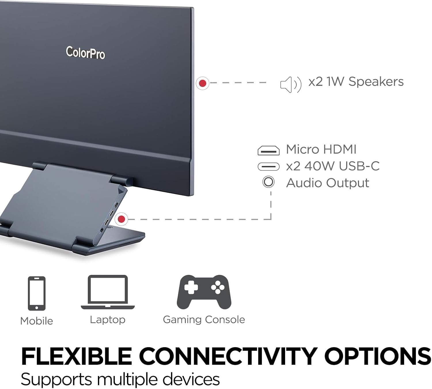 ViewSonic 15.6" 1080p IPS Portable Monitor with 2 Way Powered 40W USB C, 75 Hz, Black - Certified Refurbished