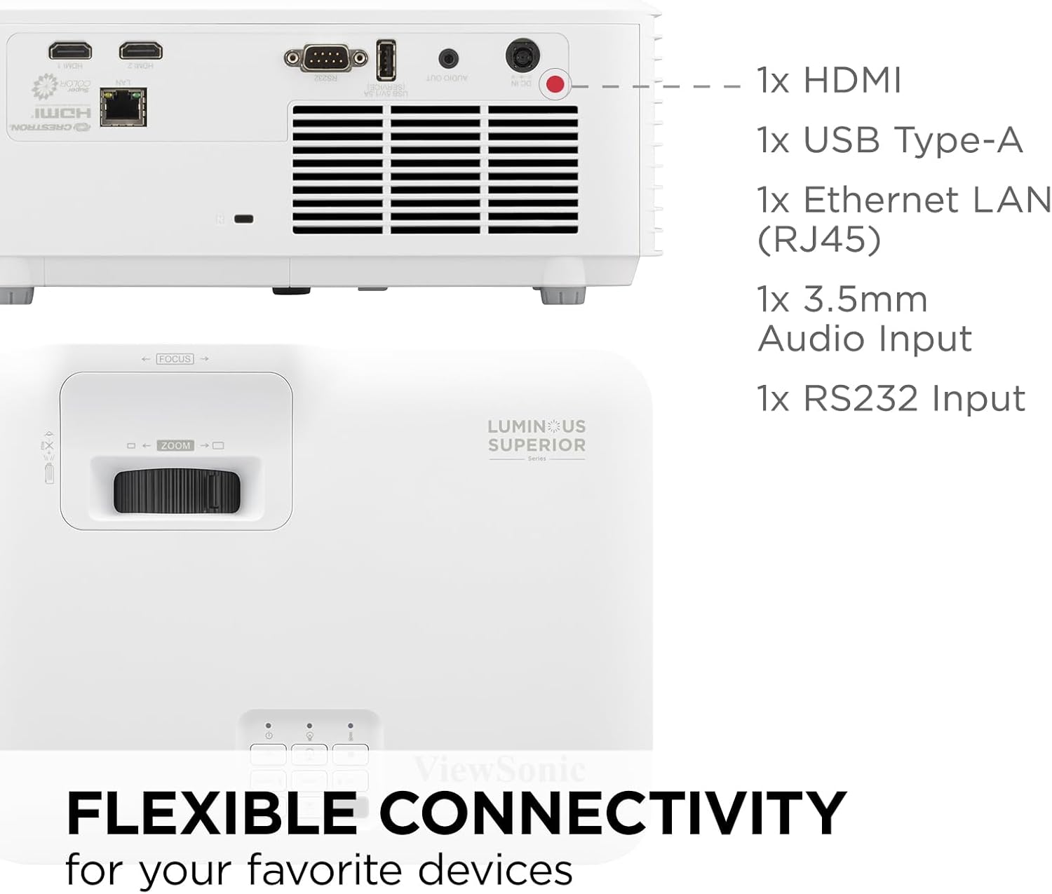 ViewSonic 5000 Lumens 1080p Laser Projector, White - Certified Refurbished