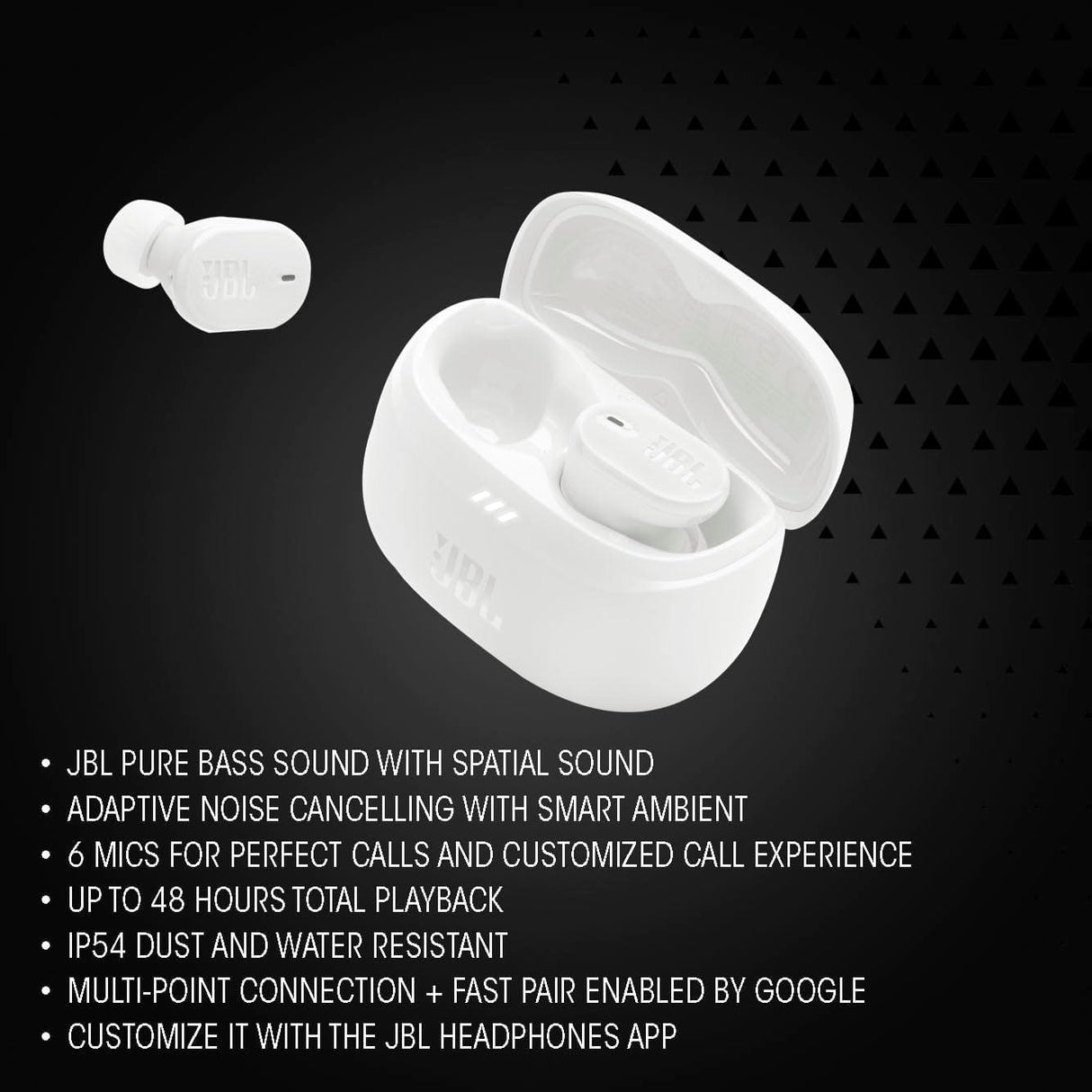 JBL Tune Buds 2 True Wireless Noise Cancelling Earbuds, Black - Certified Refurbished