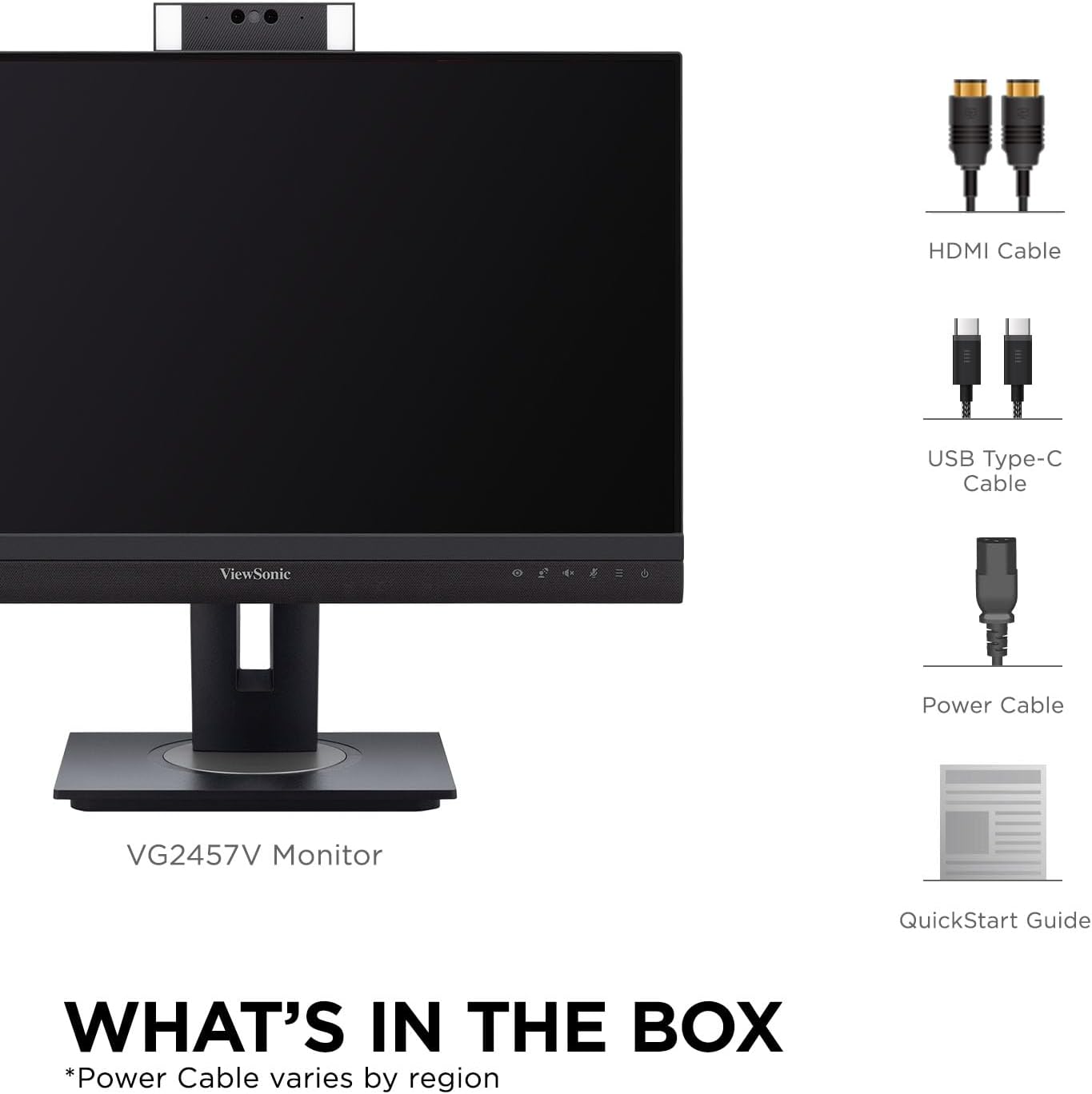 ViewSonic 24" 1080p Video Conferencing Docking Monitor with Webcam, 100 Hz, Black - Certified Refurbished