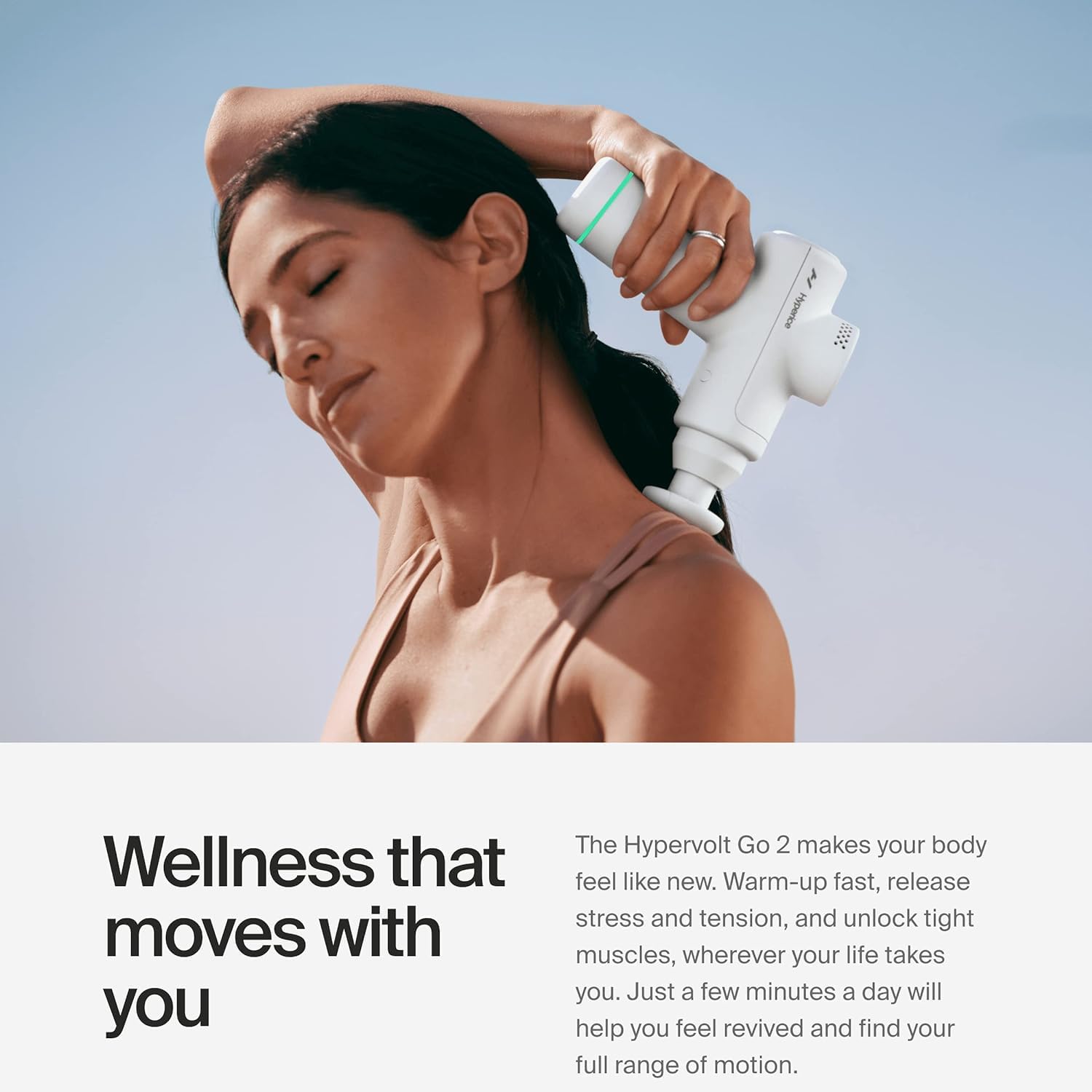 Hypervolt Go 2 Massage Gun, Quiet Glide Tech, 3 Speeds, 2 Heads, Relieves Sore Muscles and Stiffness, FSA and HSA Eligible, Arctic Grey