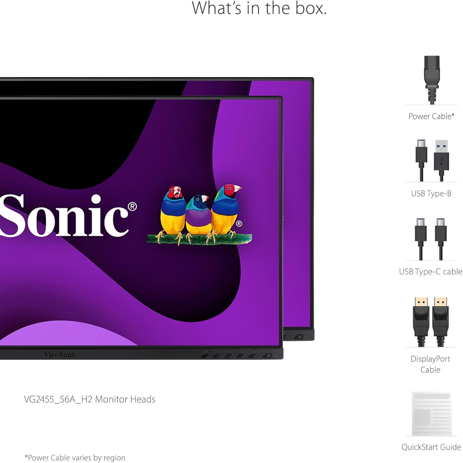 ViewSonic 24" Dual Pack Head-Only 1080p IPS Monitors with USB C, 60 Hz, Black - Certified Refurbished