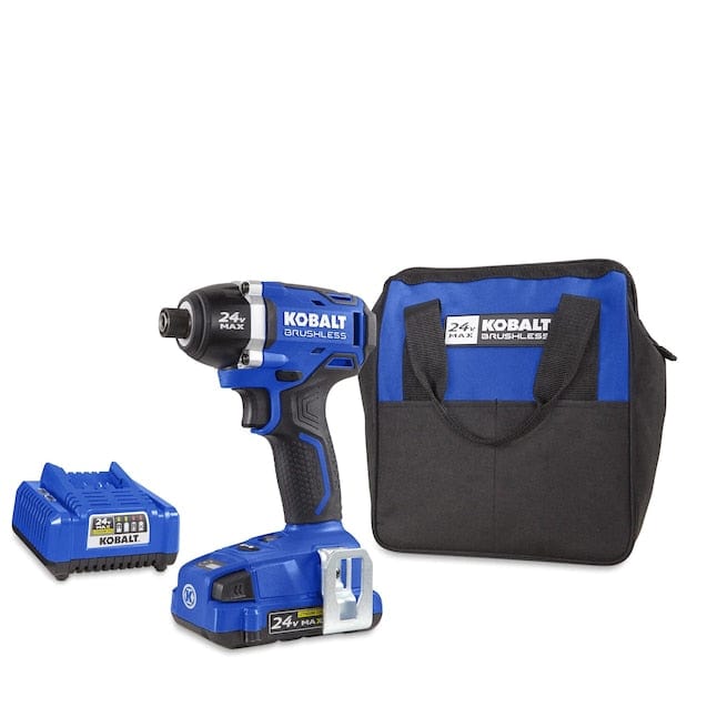 Kobalt 24-volt Brushless Cordless Impact Driver, Battery and Charger Included with Soft Bag