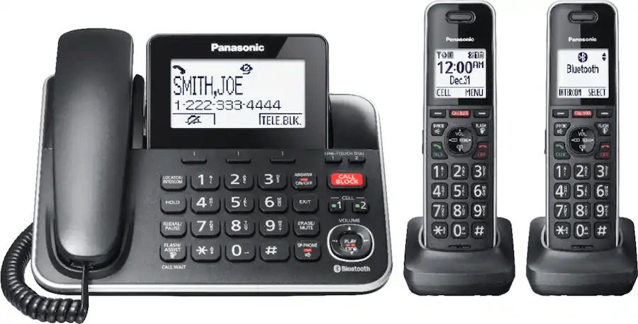 Panasonic Link2Cell DECT 6.0 Expandable Corded/Cordless Phone with Digital Answering System and Smart Call Blocker - Certified Refurbished