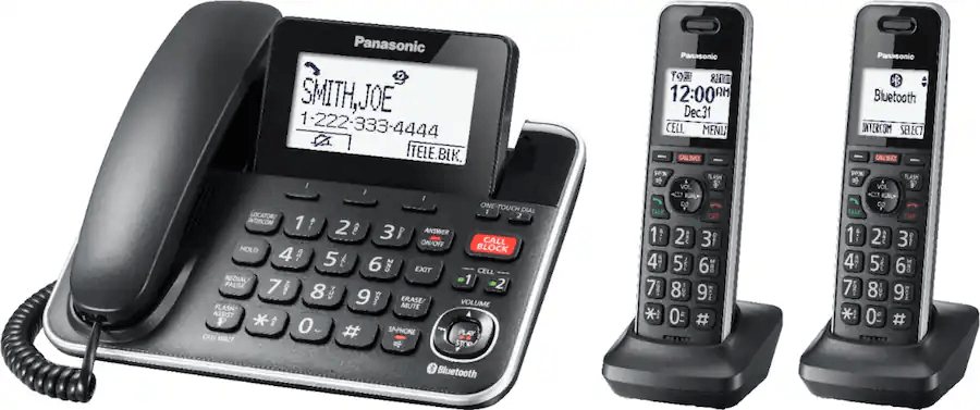Panasonic Link2Cell DECT 6.0 Expandable Corded/Cordless Phone with Digital Answering System and Smart Call Blocker - Certified Refurbished