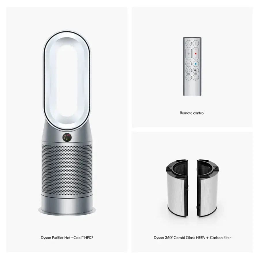 Dyson Air Purifier Hot+Cool HP07 Air Purifier, Heater and Fan, White/Silver