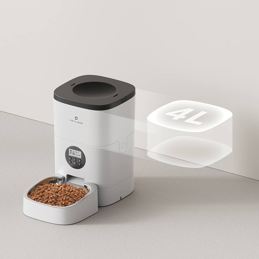 Petlibro Stainless Steel 4L Automatic Dog and Cat Feeder with Voice Recorder, White - Certified Refurbished