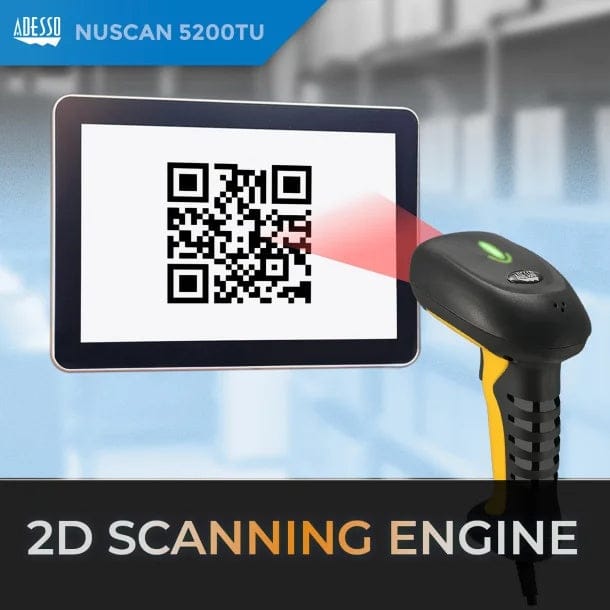 Adesso NuScan 5200T USB 2D Waterproof Industrial Handheld Barcode Scanner