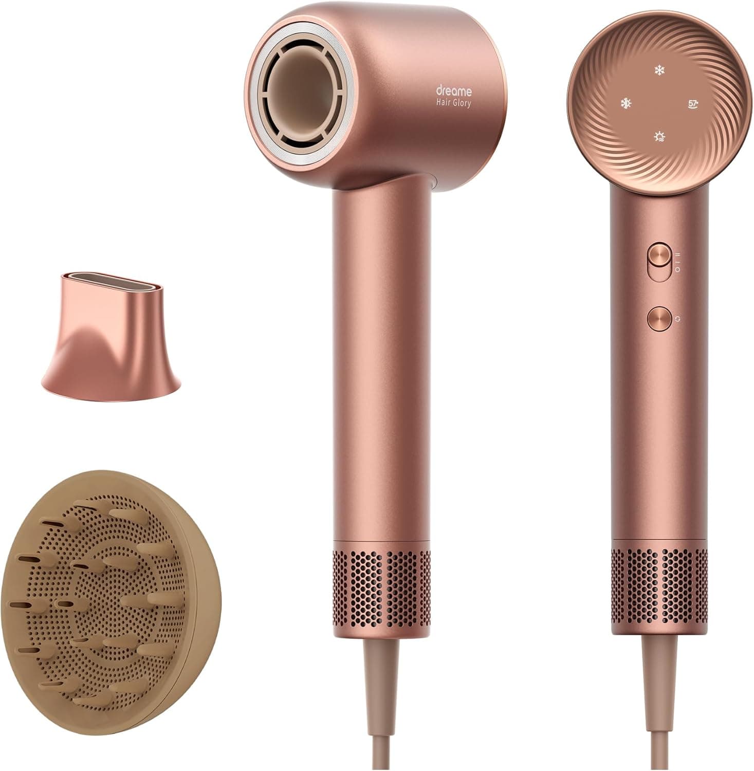 Dreame Hair Glory Combo High-Speed Hair Dryer, 110000 RPM Motor, 300 Million Negative Ions, Fast Dry in 2 Min, Lightweight, Quiet, Smart Temp Control