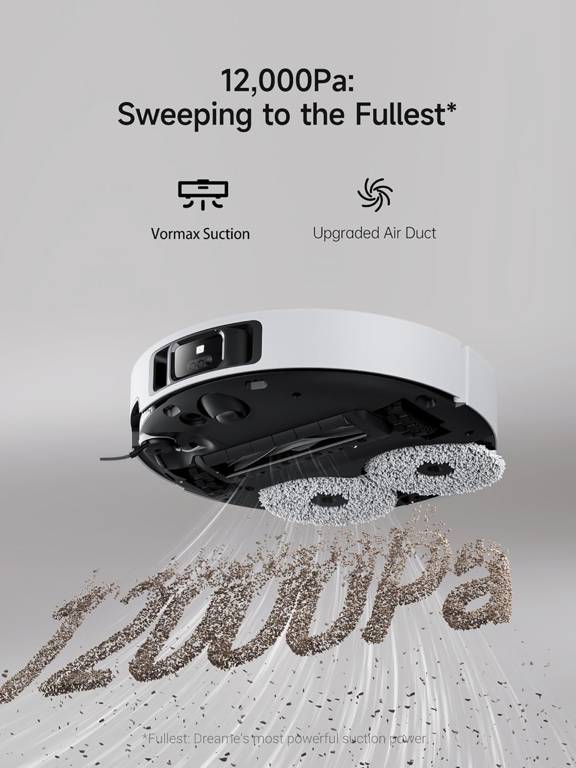 Dreame X40 Ultra Robot Vacuum with Removable Liftable Mop, 12000Pa Suction, Side Brush Cleaning, 158°F Mop Self-Cleaning, Auto Empty and Refill, White