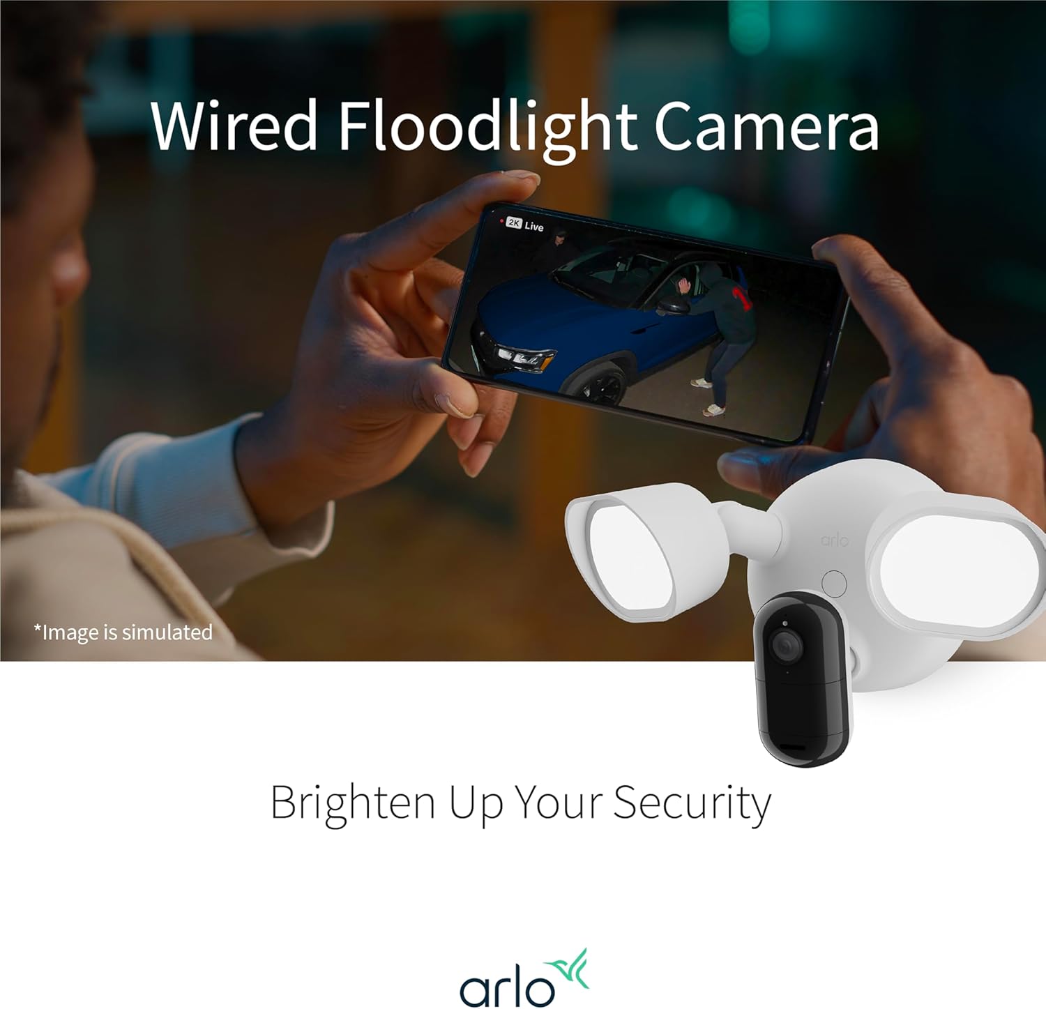 Arlo Wired Floodlight Security Camera, White - Certified Refurbished