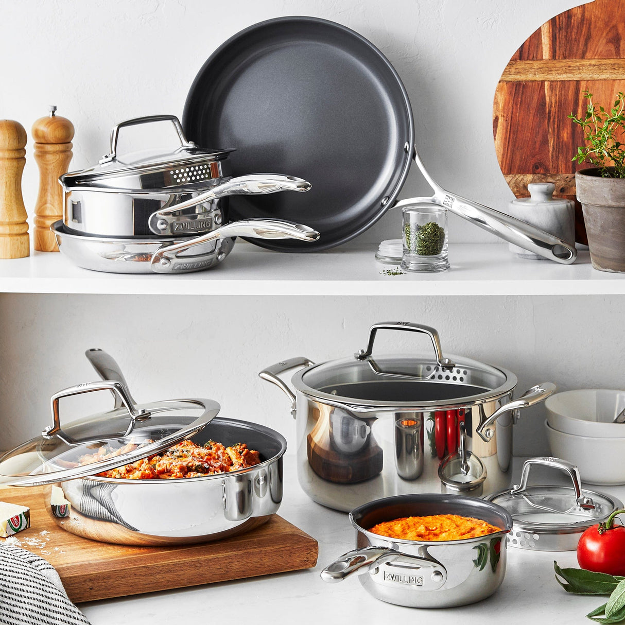 Zwilling Energy Plus 10-pc Stainless Steel Ceramic Nonstick Cookware Set