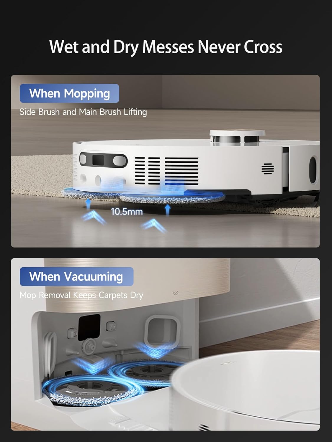 Dreame X40 Ultra Robot Vacuum with Removable Liftable Mop, 12000Pa Suction, Side Brush Cleaning, 158°F Mop Self-Cleaning, Auto Empty and Refill, White