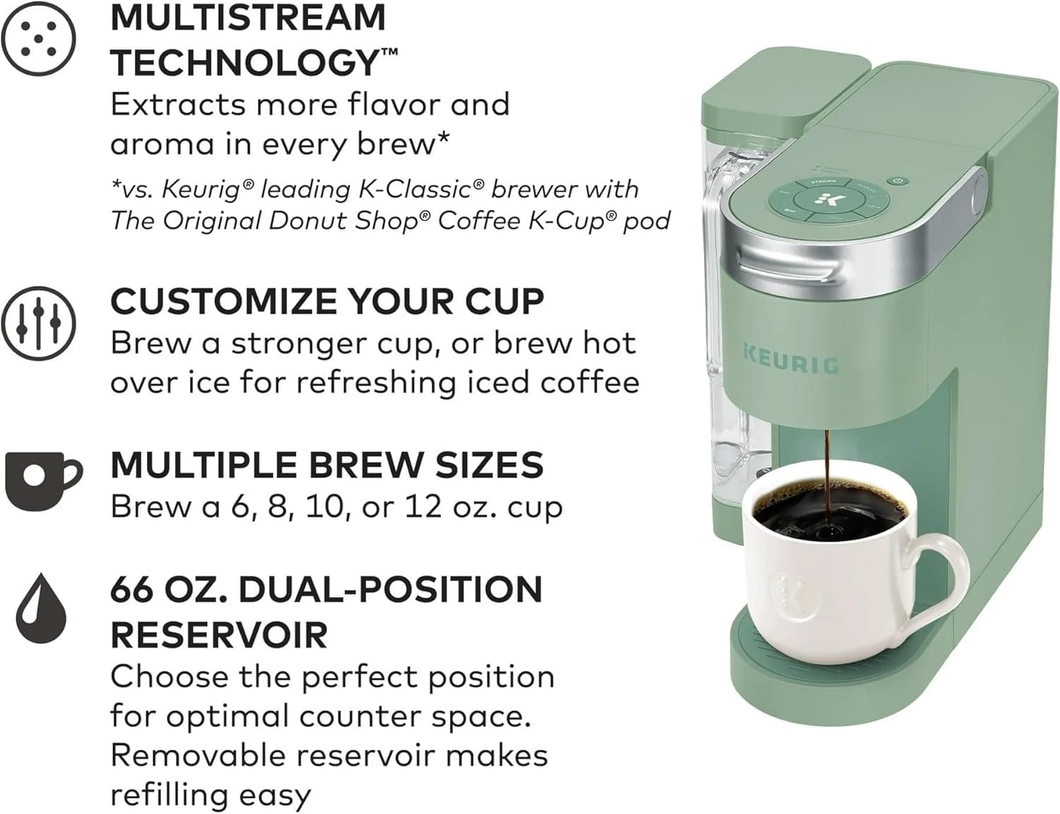 Keurig K-Supreme Single Serve K-Cup Pod Coffee Maker, Silver Sage - Certified Refurbished