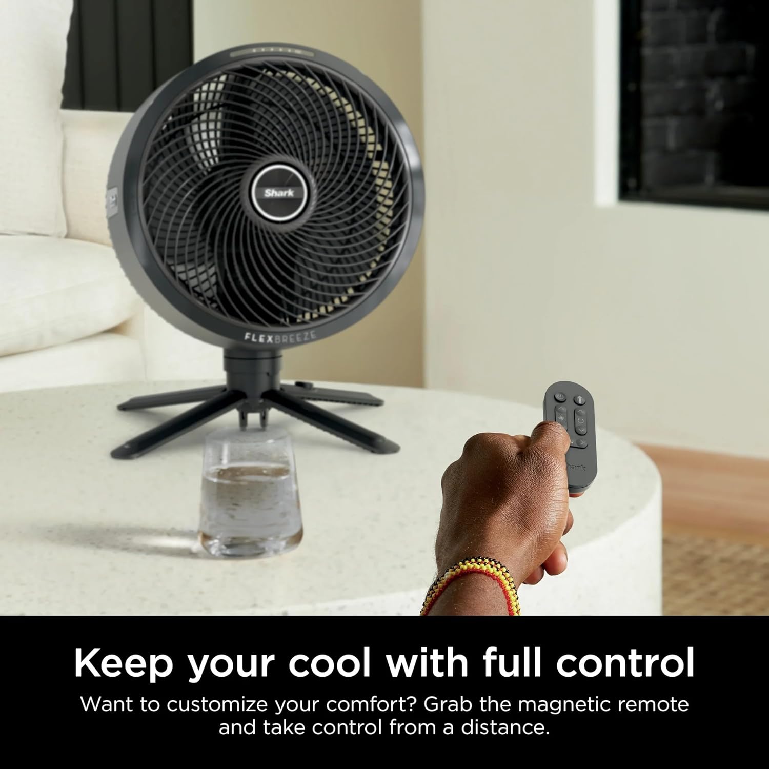 Shark FlexBreeze Indoor & Outdoor Fan with Pedestal & Tabletop, Portable, Remote, Quiet, Corded & Cordless, White - Open Box