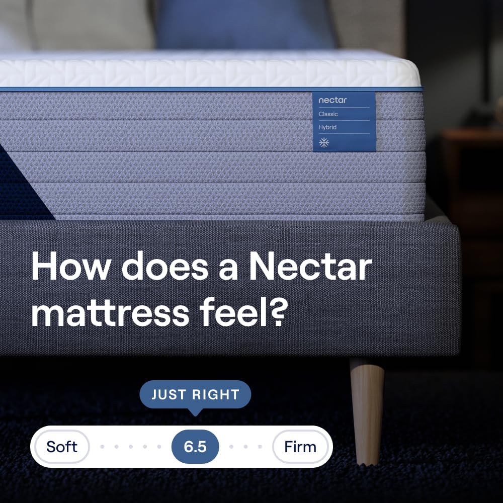 Nectar Classic Hybrid King Mattress 12", Medium Firm, Memory Foam & Coils, Cooling Top Layer, Pressure Relief, 365-Night Trial & Forever Warranty