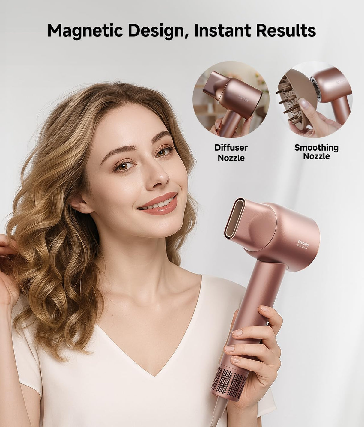 Dreame Hair Glory Combo High-Speed Hair Dryer, 110000 RPM Motor, 300 Million Negative Ions, Fast Dry in 2 Min, Lightweight, Quiet, Smart Temp Control