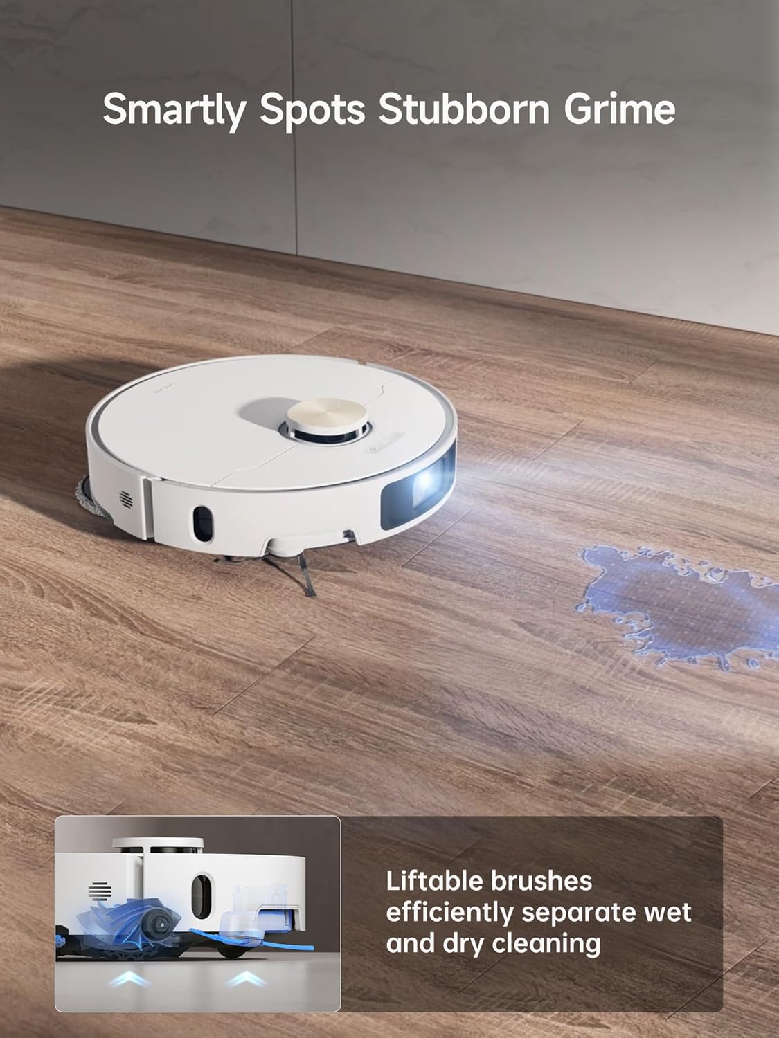 Dreame X40 Ultra Robot Vacuum with Removable Liftable Mop, 12000Pa Suction, Side Brush Cleaning, 158°F Mop Self-Cleaning, Auto Empty and Refill, White