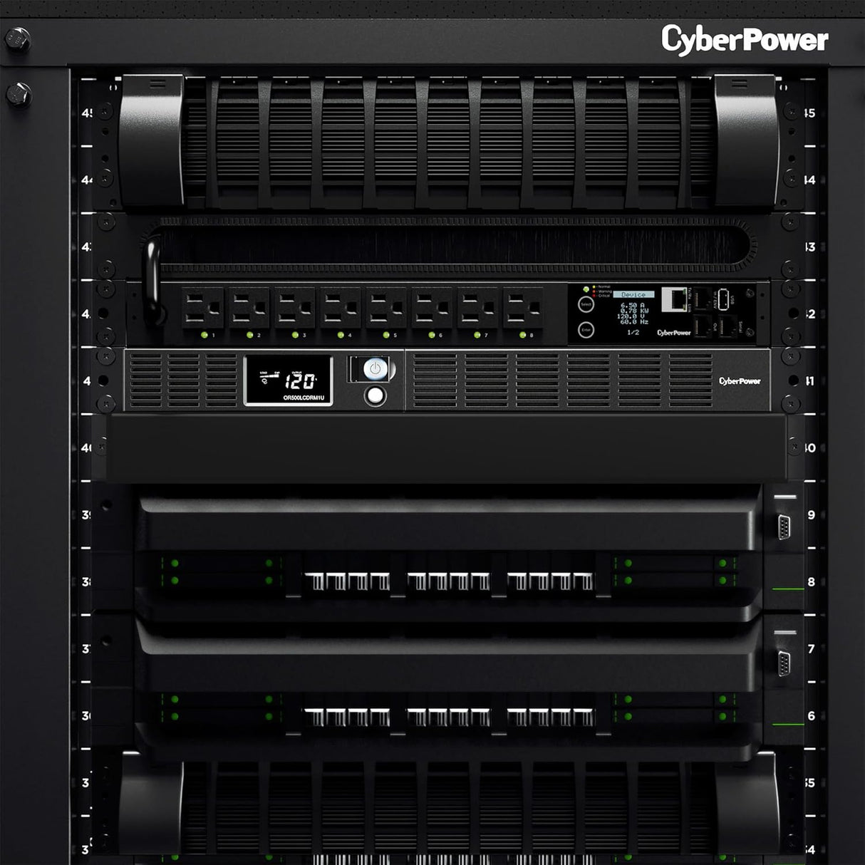 CyberPower Smart App LCD UPS Battery Backup and Surge Protector, 500VA/300W, 6 Outlets, AVR, 1U Rackmount - Certified Refurbished