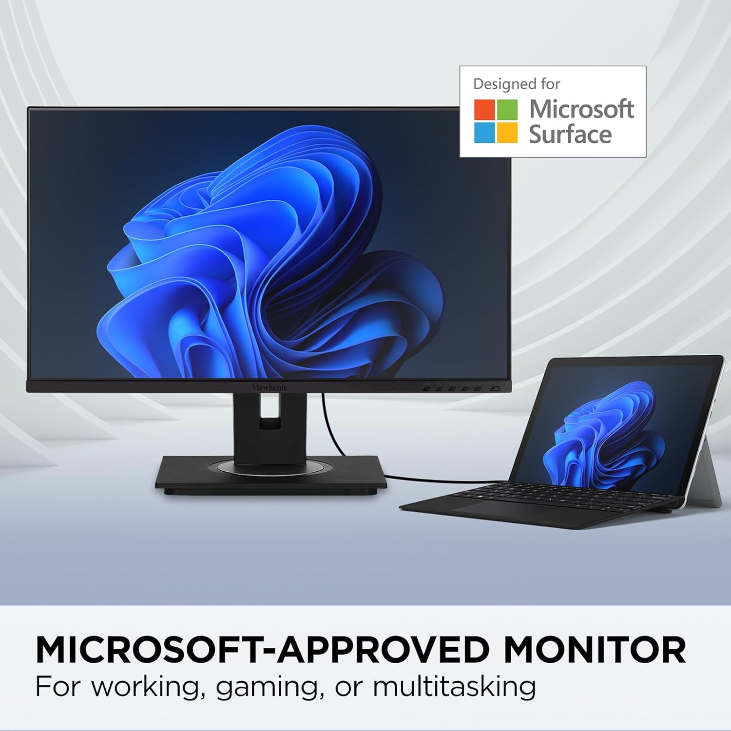 ViewSonic 27" IPS 1080p Monitor Designed for Surface with Advanced Ergonomics, 100 Hz, Black - Certified Refurbished