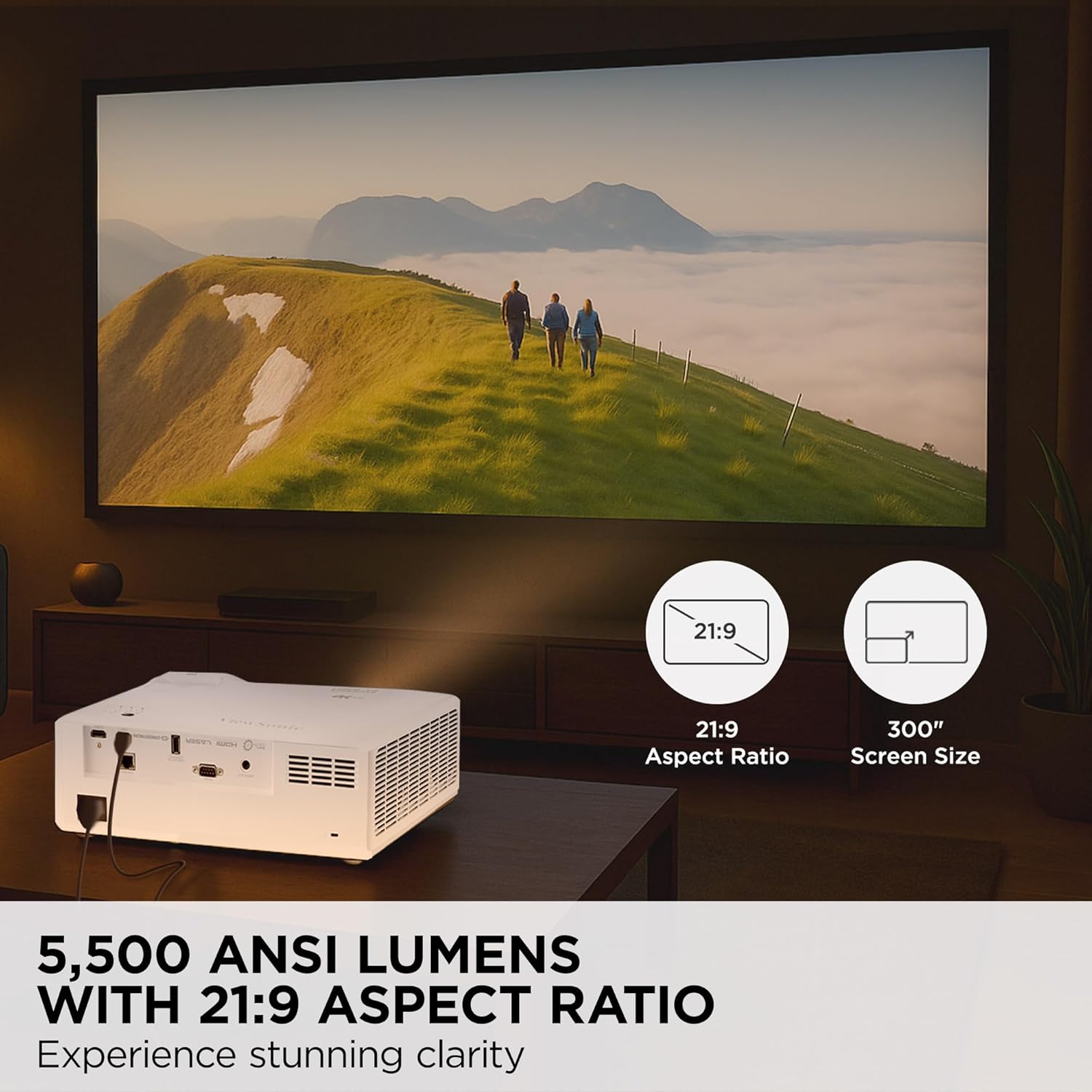 ViewSonic UHD 4K Laser Projector with 5500 Lumens, White - Certified Refurbished