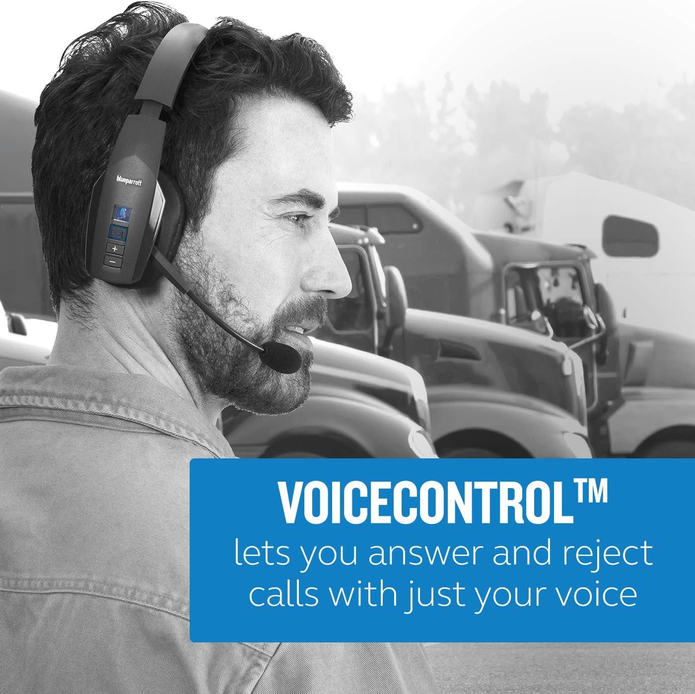 BlueParrott Noise Cancelling Trucker Bluetooth Headset, Updated Design, Industry Leading Sound & Comfort, 24H Talk Time, Black - Refurbished