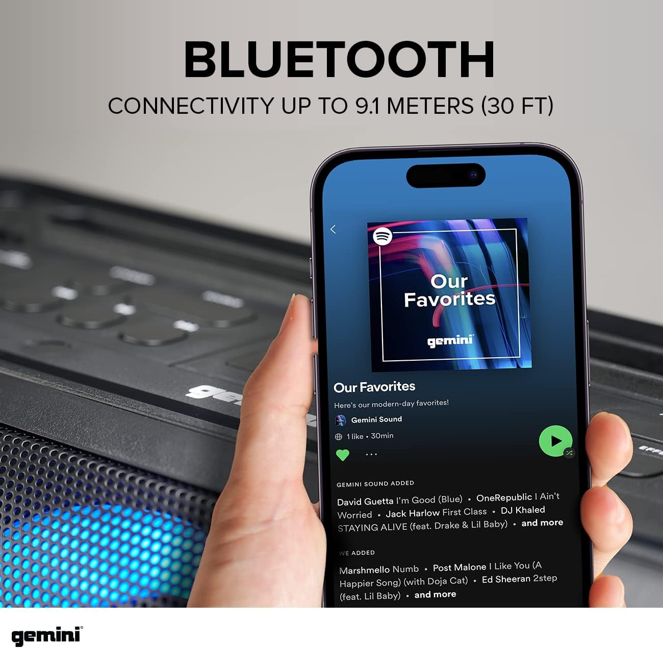 Gemini Home Stereo System with LED Party Lighting, PA / Karaoke System, 2000 Watts, Bluetooth, 8" Dual Subwoofers, Black