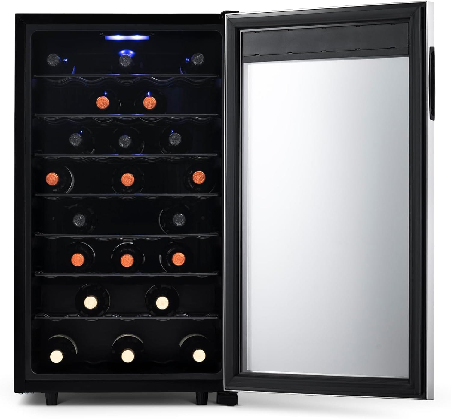 Newair Freestanding Wine Fridge with Adjustable Racks, 50 Bottles, Stainless Steel - Certified Refurbished