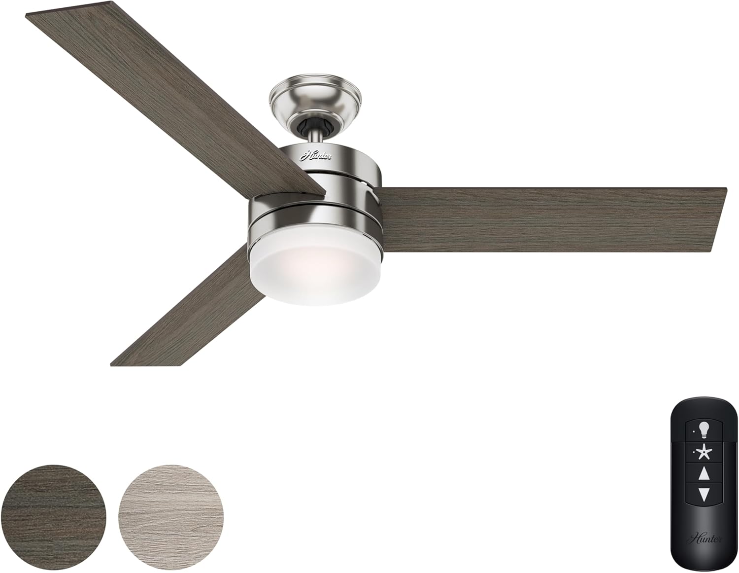 Hunter Fan 54 Inch Contemporary Ceiling Fan with Remote Control, Brushed Nickel - Certified Refurbished