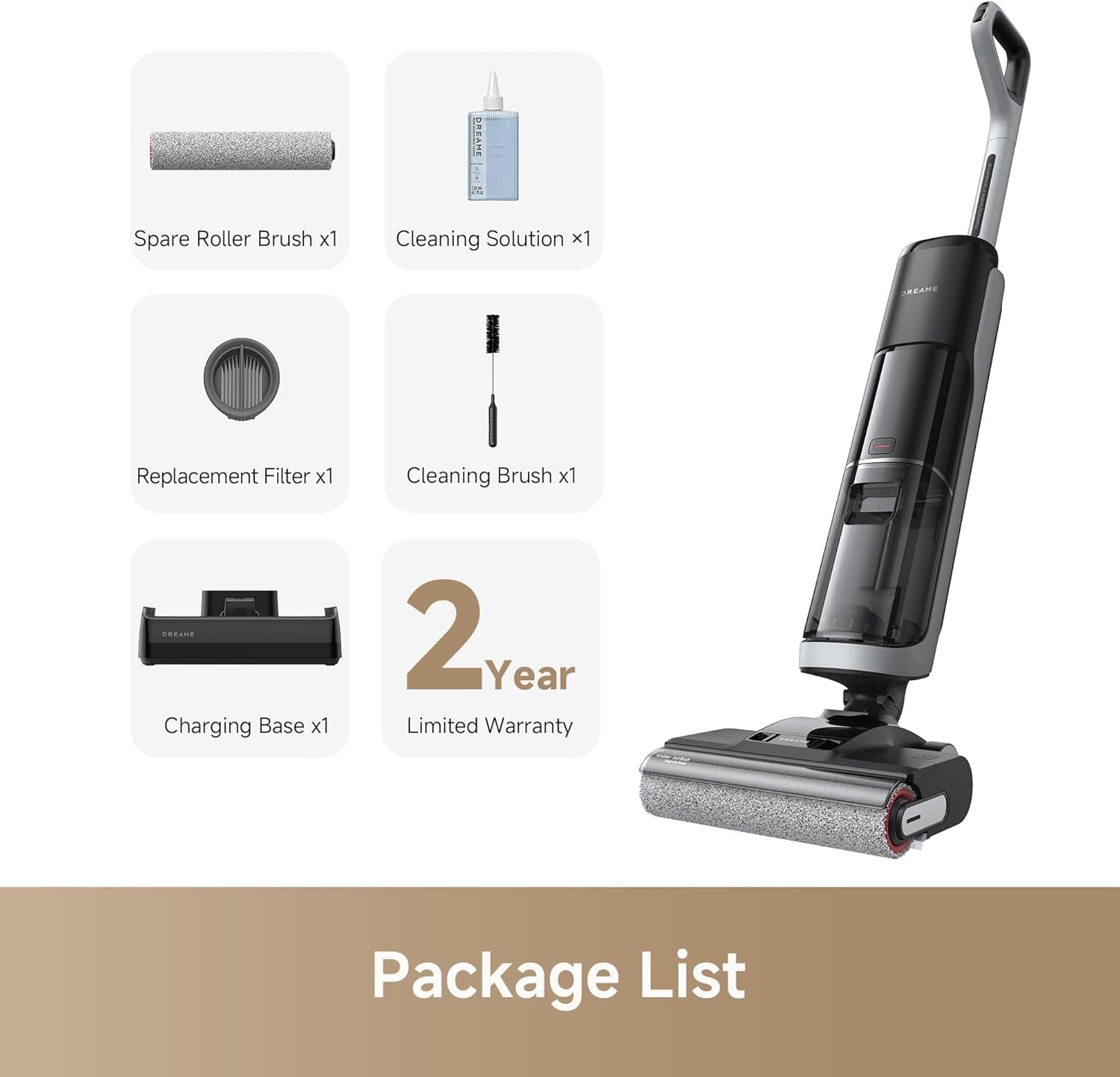 Dreame H14 Cordless Vacuum Mop, 180° Lie-Flat Wet Dry Cleaner, 140°F Brush Washing, Fast Hot Air Drying in 5 Min, Smart Hard Floor Cleaner