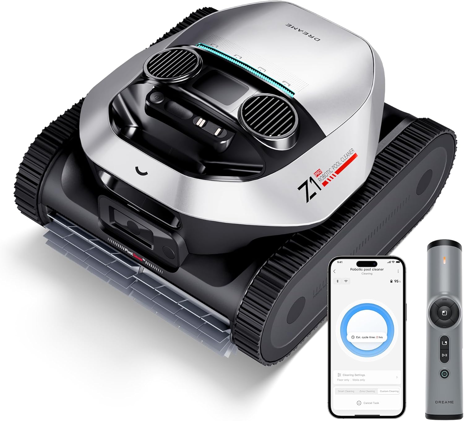 Dreame Z1 Pro Cordless Robotic Pool Cleaner, LiFi Remote Control, 8000 GPH Suction, Waterline Cleaning, Auto-Retrieval, Above and In-Ground Pools