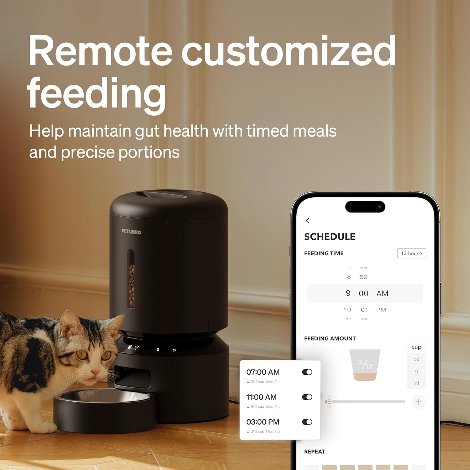 Petlibro Granary Automatic Pet Feeder, 5G Wi-Fi, 5L, Low Food Sensor, Black - Certified Refurbished