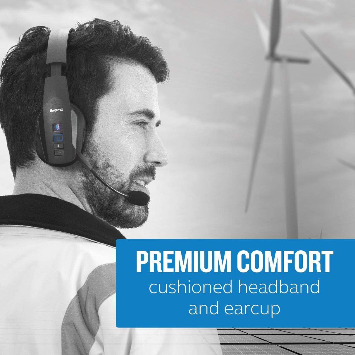 BlueParrott Noise Cancelling Trucker Bluetooth Headset, Updated Design, Industry Leading Sound & Comfort, 24H Talk Time, Black - Refurbished