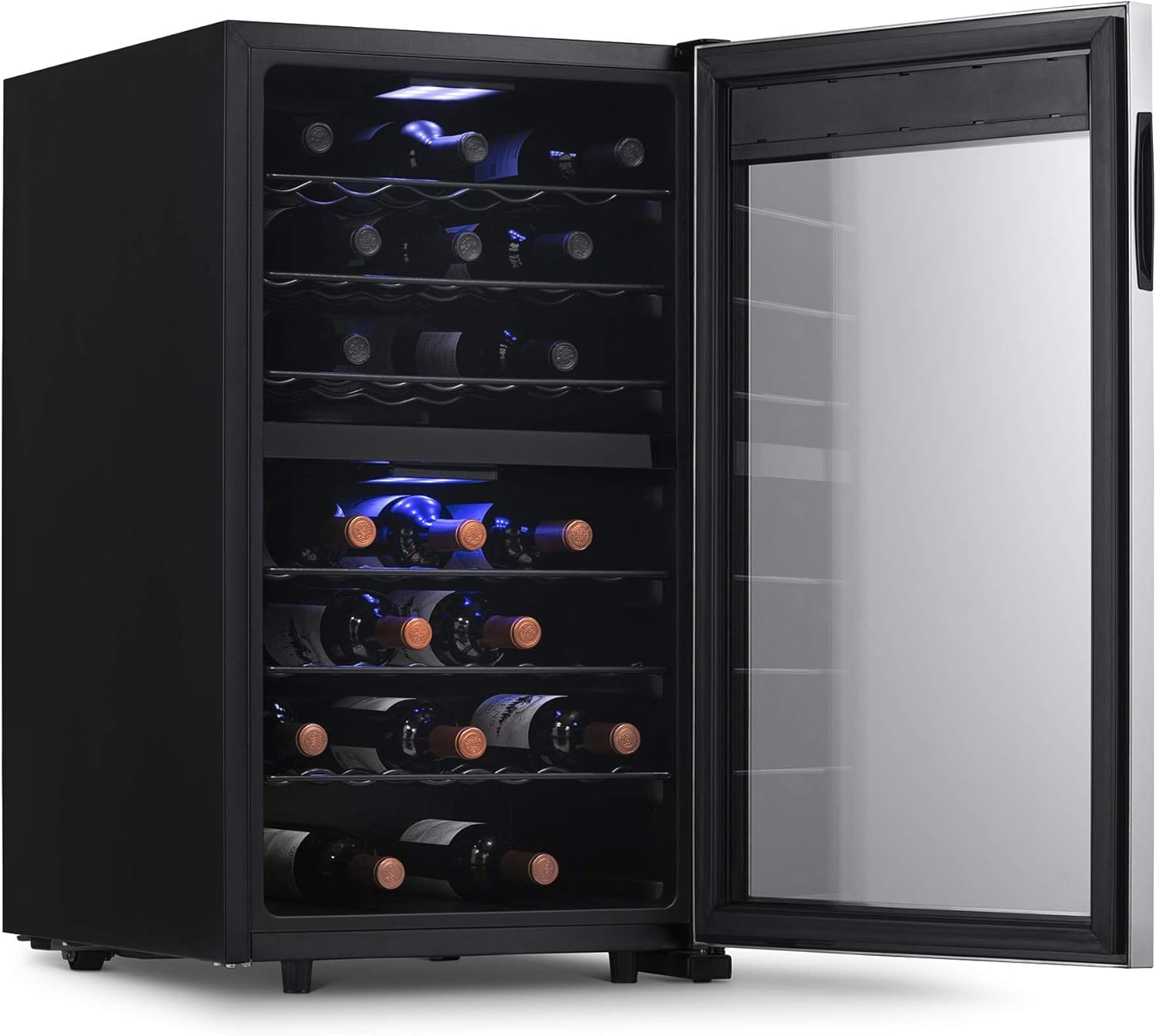 Newair Freestanding Dual Zone Wine Fridge, 43 Bottles, Stainless Steel - Certified Refurbished