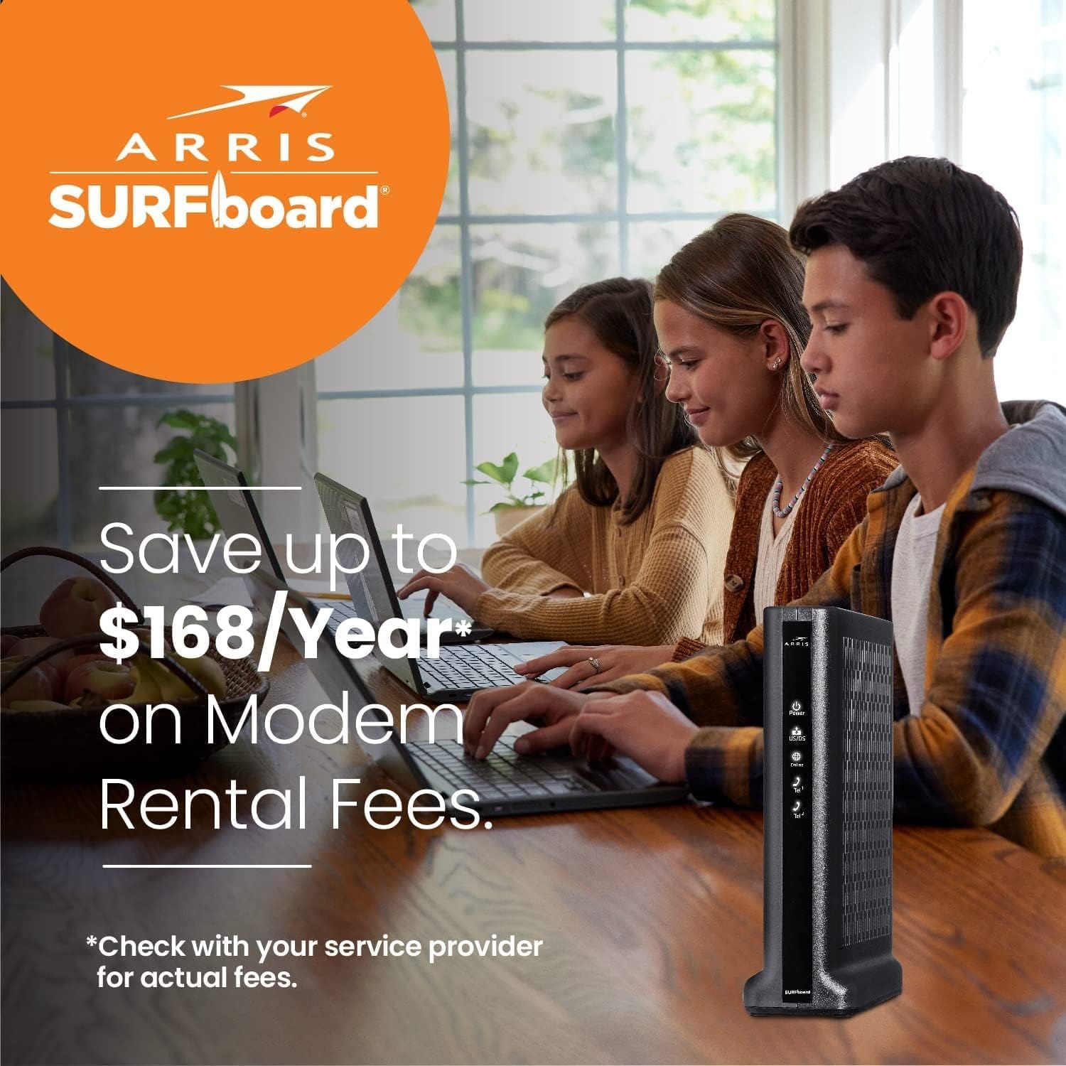 Arris T25 SURFboard Cable Modem DOCSIS 3.1 Gigabit Internet & Voice 800 Mbps Max Speed - Certified Refurbished