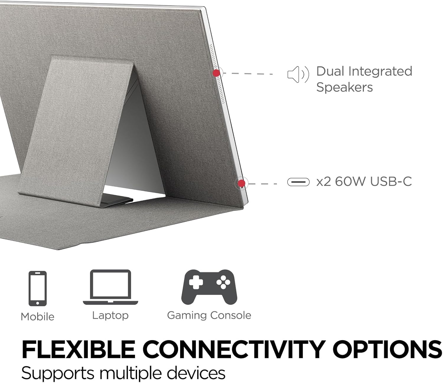 ViewSonic 16" 1200p IPS Wireless Portable Monitor with 2 Way Powered 60W USB C, 60 Hz, Black - Certified Refurbished