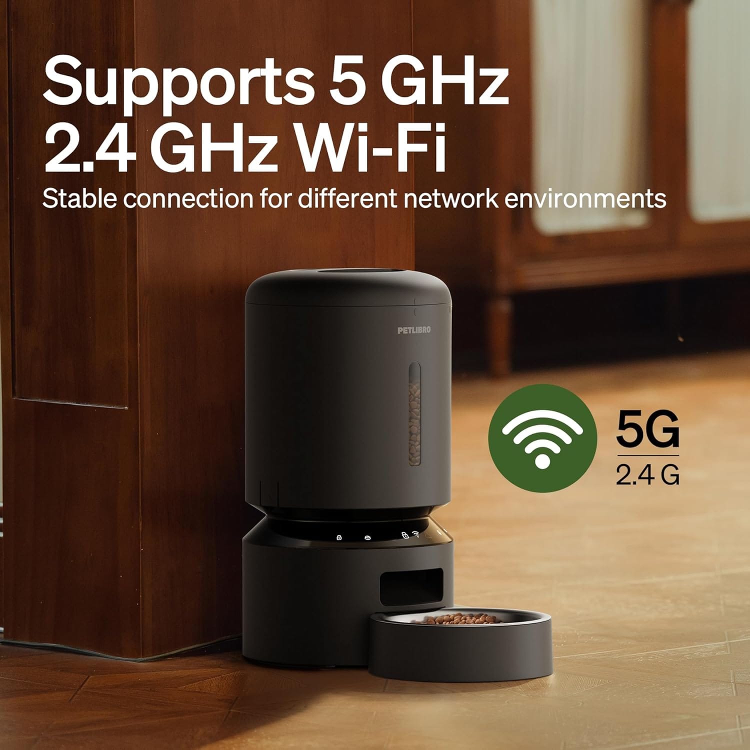 Petlibro Granary Automatic Pet Feeder, 5G Wi-Fi, 5L, Low Food Sensor, Black - Certified Refurbished