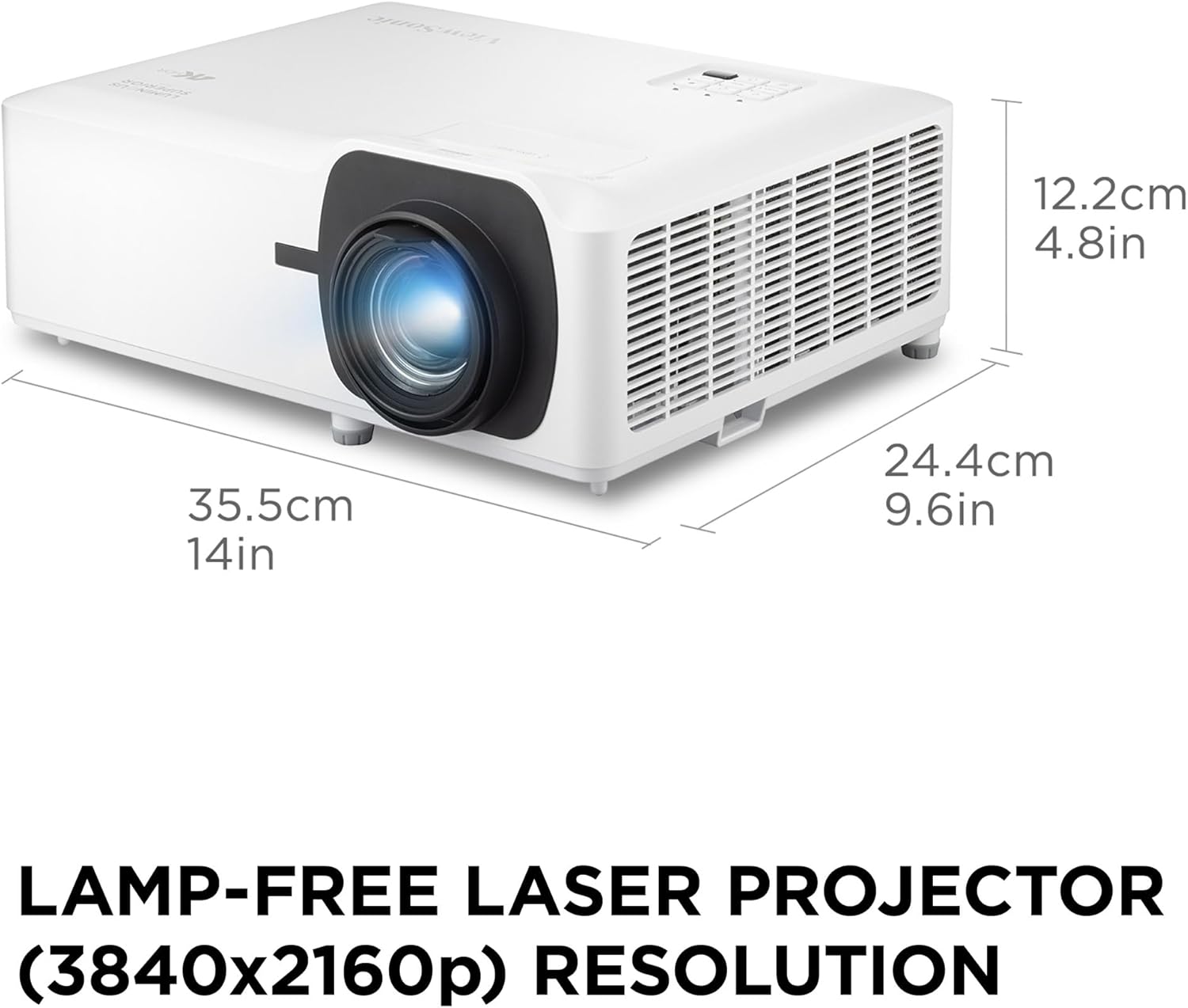 ViewSonic UHD 4K Laser Projector with 5500 Lumens, White - Certified Refurbished