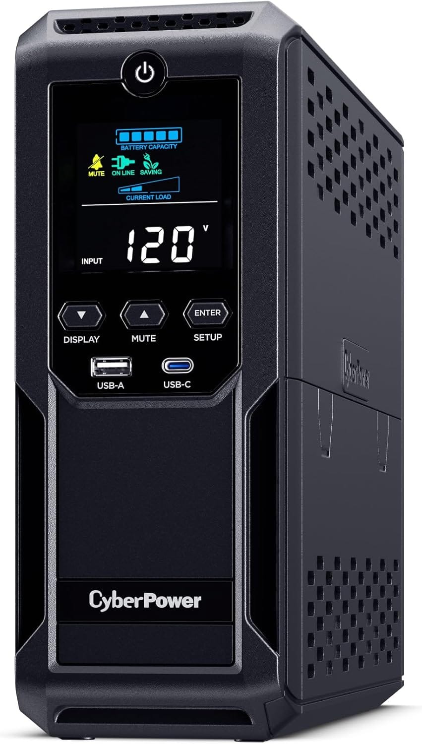 CyberPower Intelligent LCD UPS Battery Backup and Surge Protector, 1500VA/900W, 12 Outlets 2 USB Ports, AVR - Certified Refurbished