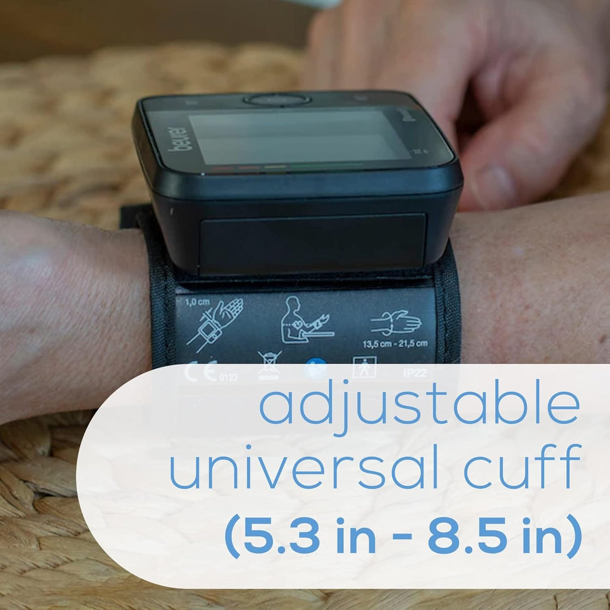 Beurer Wrist Blood Pressure Monitor with Bluetooth, Irregular Heartbeat Detection, Risk Indicator, Large Display, and Travel Case - Refurbished