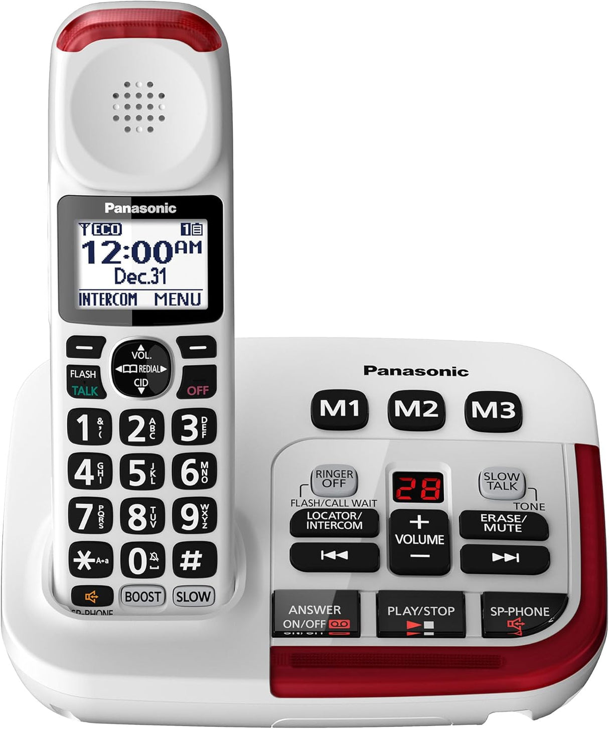 Panasonic Amplified Cordless Phone, 40dB Boost, 100dB Ringer, Hearing Aid Compatible, 1 Handset, White - Certified Refurbished