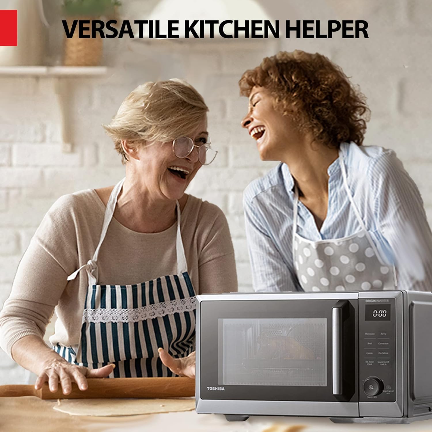 Toshiba 0.9 cu. ft. 6-in-1 Inverter Countertop Microwave Oven Air Fryer Combo, Black Stainless Steel - Certified Refurbished