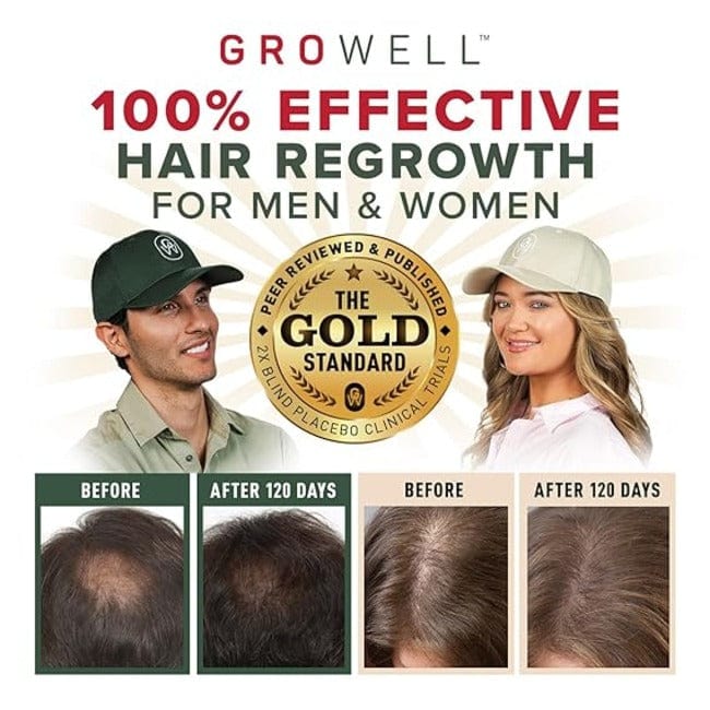GroWell Soft Cap Hair Growth System, Red Light Therapy for Hair Loss & Regrowth, FDA Cleared, For Thinning Hair & Alopecia, Black Cap
