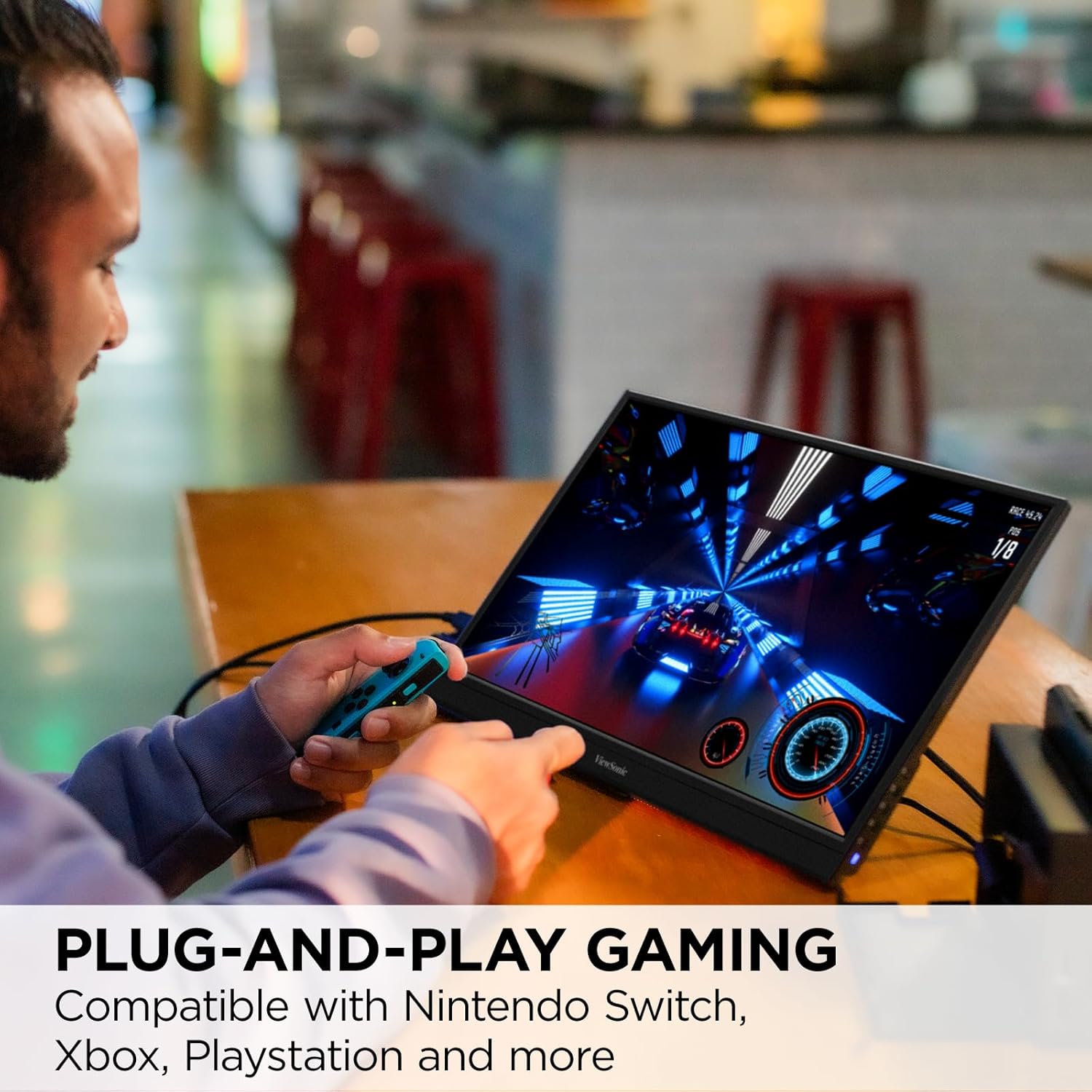 ViewSonic 16" 1080p IPS Portable Gaming Monitor, 144Hz, USB C, Mini HDMI, Black - Certified Refurbished