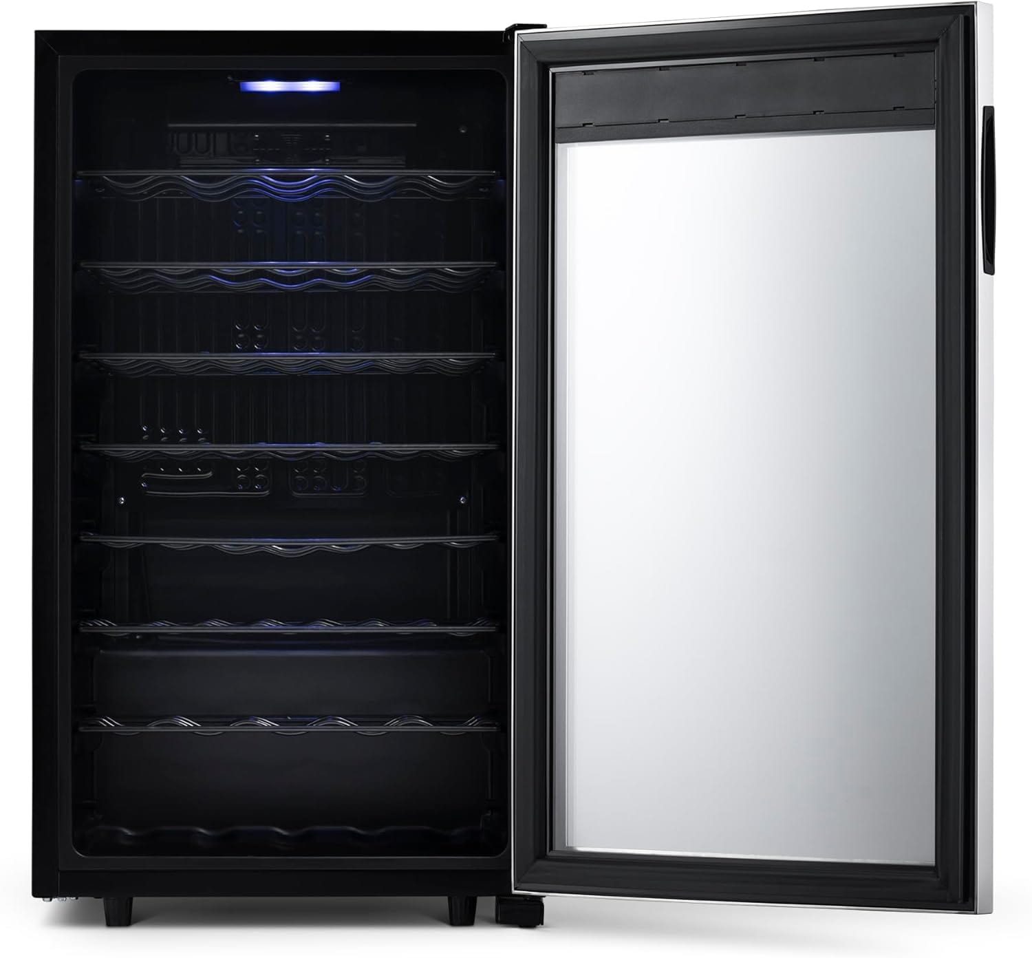 Newair Freestanding Wine Fridge with Adjustable Racks, 50 Bottles, Stainless Steel - Certified Refurbished